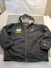 VTG Starter Green Bay Packers Quilted Black Jacket SZ L picture