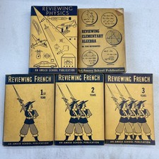 Lot Of 5 An Amsco School Publication Reviewing Physics Algebra French 1950s picture
