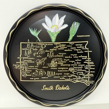 Vintage South Dakota State Tray MCM Kitschy Barware Graphic Souvenir Platter 11