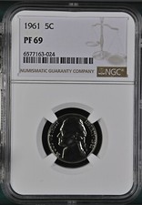 1961 Proof Jefferson 5¢ NGC PF 69 picture