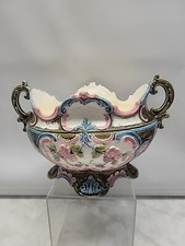 Antique French Majolica Barboine Floral Molded Planter/Jardiniere Art Nouveau   picture