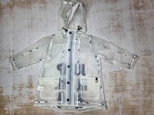 Perramus Rain Coat Kids 2T Clear Hooded Snap Front Jump In The Rain Transparent picture