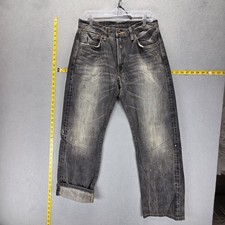 Edwin Jeans Mens Black Selvedge 505ZX Whiskers Thrashed Made in Japan Fits 30x30 picture