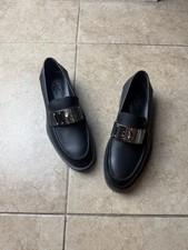 Hermes Hot Loafers Black Calfskin Leather Palladium Silver Kelly Buckle Eu 36 picture