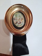 VINTAGE HAND MADE & PAINTED PERSIAN STORY ART BROOCH Inside Metal Frame  picture