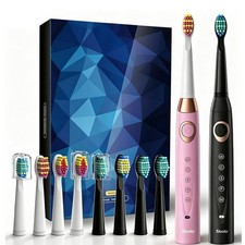 2x Fairywill Sonic Electric Toothbrush Oral Rechargeable 2 Travel Case 10 Heads picture