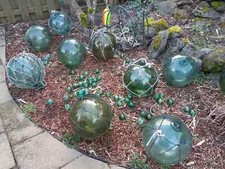 Vintage Japanese Glass Fishing Floats $9.75 each, choose green or bluish tinted picture