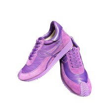LOEWE Flow Runner Sneaker Purple Leather Suede Low Top Retro Trainer Shoes EU 39 picture