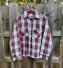 JCPenney Big Mac Men's Plaid Flannel Button-Up Shirt Tall XL Pockets Red picture