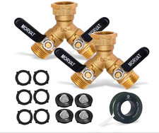 2 Pack Morvat Brass 2-Way Garden Hose Splitter – Heavy Duty w/ Rubber Handles picture