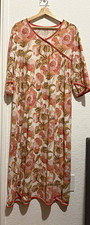 Garnet Hill Floral Organic Cotton Knit 3/4 Sleeve Nightgown Size Large  picture