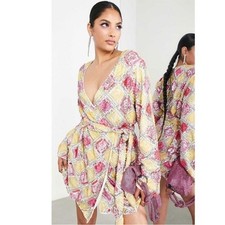 NWT ASOS embellished belted wrap mini dress in diamond sequin Size US 2 picture