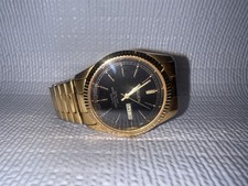 Vintage Gruen 237-2105 Mens Gold Tone Quartz Watch Day Date Black Dial  picture