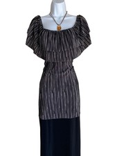 VTG Front of Closet Plus 3X Black Striped Ruffle Blouse Tunic Whimsigoth Goth picture