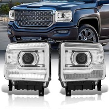 For 2014-2018 GMC Sierra 1500 2500 3500 Clear OE Style LED DRL Head Lights Lamps picture