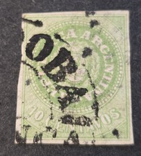 Argentina (Arg Republica) Scott #6 GJ #8 - A3 10c green - Used - VF - 1862 picture