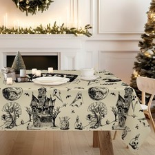 Halloween Tablecloth Haunted House Ghost Rectangular Table Cloths Kitchen Dining picture