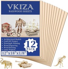 12 Pack Basswood Sheets for Crafts 12X18X1/8 Inch, 3Mm Thick picture