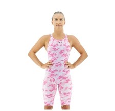 NWT TYR Women’s Thresher Open Back Size 22 Pink Camo Swimsuit Hydrophobic Fibers picture