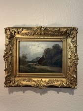 Old World Charm Antique Signed Sheep Oil Painting Ornate Gilt Frame 19x16 picture