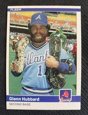 🐍1984 Fleer - Glenn Hubbard Baseball #182 Snake Around Neck🐍 picture