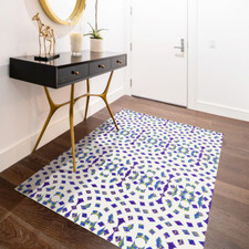 'Stained Glass' Multi-Color Mosaic Non-Slip Indoor/Outdoor Rug Blue/Yellow picture