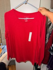 Sonoma The Everyday Tee Size L Red Long Sleeve picture