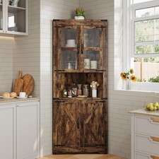 Space-Saving 67'' Tall Corner Storage Cabinet with Door, Modern Farmhouse Hutch picture