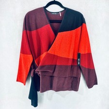 Nic + Zoe Sweater Womens M Multicolor Cotton Blend 3/4 Sleeve Wrap Cardigan NWT picture
