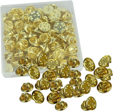 100PCS Pin Backs, Metal Locking Pin Backs, Brass Clutch picture