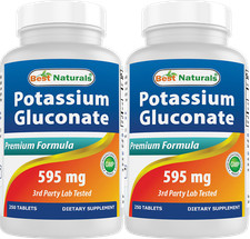 2 Pack Best Naturals Potassium Gluconate 595 mg 250 Tablets  picture