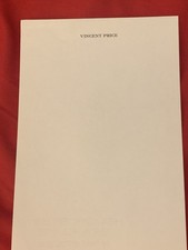 Vincent Price Estate Very Rare Vincent Price Blank Letterhead 41i picture
