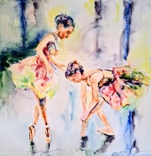 Ballerina Original art,watercolor painting,signed Ballet Lover Best gift 11x11