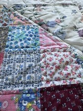 Handmade Lap Quilt Vintage Cottage Core Floral Patterns Extra Long picture