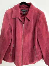 Lane Bryant Jacket Womens Plus Pink Suede Zip Front Pockets 18/20 2X picture