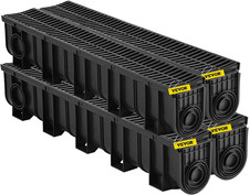 Trench Drain System 4 Pack, Channel Drain with Plastic Grate 5.9 X 7.5 in HDPE D picture