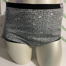 Catherines Full Brief Panties Underwear Cotton Blend Hearts Gray Plus 15 or 5X picture