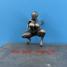 Chinese Old Bronze Copper Statue Hand Carved Sexuality Beauty Girl Figurine Gift picture