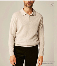 J. Crew men's 100% Cashmere collared sweater-polo Sz M Tan color  picture