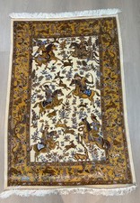 Classical Hunting Scene Rug. Loom Made in Art Silk in Astounding Detail / Colors picture