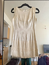 Authentic Vintage 1960s, Silk mini dress, 1920's revival, Ivory, XS, Handmade picture