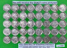 Buffalo Nickels Roll Lot of 40 FULL DATE Coins Dated 1927-1937 NICE ROLL #789V picture