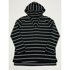 LIVI Lane Bryant Hoodie Women 18/20 Black White Striped  V-Neck Active Top picture