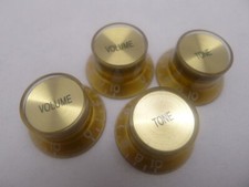 Pack of 4 pcs Metal Cap Bell Knob 2 Volume 2 Tone Control Gold, Gold Top US Ship picture