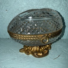 Antique French Baccarat Cut Crystal Egg Shaped Box picture