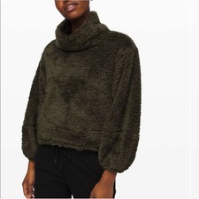 Lululemon Warm Restore Sherpa Pullover Dark Olive Green Sweater XS / S picture