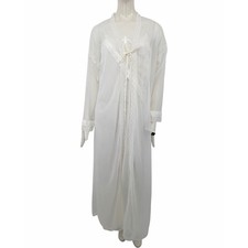Vintage Gilead White Peignoir Set Large Nylon Lace Robe & Nightgown USA Bridal picture