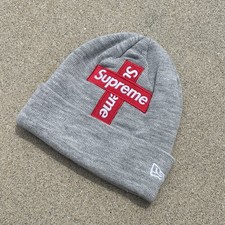 RARE Supreme New York Cross Box Logo Heather Grey Beanie FW20 OSFA Skater OG picture