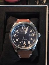 Citizen Eco-Drive BM6838-17L Men's 42mm Blue Dial Brown Leather Date 100m picture