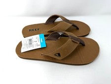 New Reef Leather Smoothy Mens Flip Flop No Break In Men's Size 7 - Bronze Brown picture